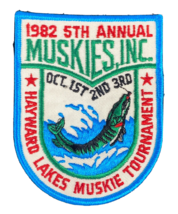 Hayward Lakes Muskies Tournament Patch 5th Annual Unused 1982 Fishing WI Vintage - £15.50 GBP