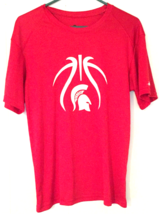 Men size  S t-shirt red short sleeve Spartans silky feel white print bot... - $8.46