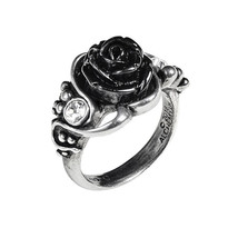 Alchemy Gothic R223 Bacchanal Rose Ring Crystal Black Rose England Love death - £19.76 GBP