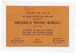Michael&#39;s Travel Bureau Card 1930&#39;s Batavia &amp; Sourabaya Java Railroad Route Map - £21.92 GBP