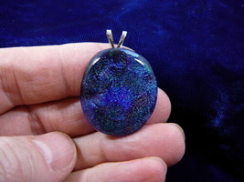 (#DL-1001) Dichroic Fused Glass Pendant Jewelry Blue Green Sky Wow - £32.12 GBP
