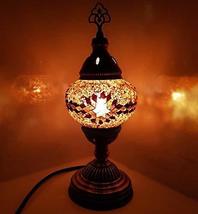Turkish/Moroccan/Tiffany Style Glass Desk Table Lamp 29cm - Tree_G14 - £31.50 GBP
