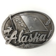 VTG J &amp; H Sales Alaska Flag Big Dipper North Star Moose Belt Buckle Whal... - $39.59