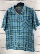 Mountain Hardwear Shirt Blue Plaid Short Sleeve Button Up Outdoor Mens Size XL - £14.77 GBP