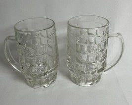 Vintage Thumbprint Heavy Clear Glass Beer Mug Stein Italy By Five Lot Of 2 - £20.11 GBP