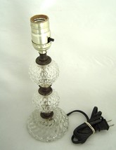  Vintage Stacked Hobnail Clear Glass Table Top Lamp Electric - $24.99