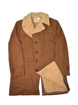 Vintage Lakeland Wool Hutch Coat Mens 42 Brown Sherpa Lined Overcoat - £49.62 GBP