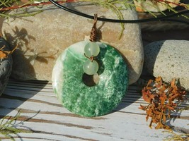 Jasper Pendant Necklace with Green Onyx for Love Compassion Gift Artisan - £22.38 GBP