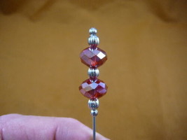 (u70-28) Red faceted glass 2 bead silver hatpin Pin hat pins love hats J... - £8.18 GBP