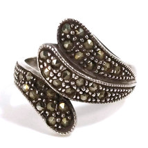 Sterling Silver Ring with Marcasites Size 7 Vintage Art Deco Arabesque Design - £13.67 GBP