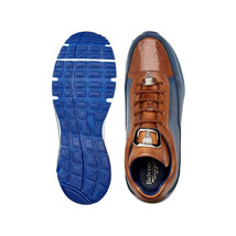Belvedere Flash Sneaker Genuine Ostrich ,Soft Italian Calf Blue Almond E01 image 2