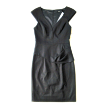 NWT Black Halo Dame in Black Peplum Side V-neck Tailored Stretch Sheath Dress 6 - £72.59 GBP
