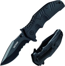 Black Pocket Folding Tactical Knife NEW - £15.49 GBP