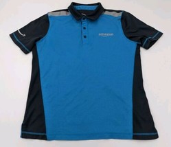 Amazon Polo Shirt Men Size Medium Blue Active Uniform Employee Work Luly... - £11.81 GBP