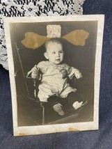 Baby Portrait Vintage Photo Rocking Chair 1920’s? 7.5”x9.5” - £8.75 GBP