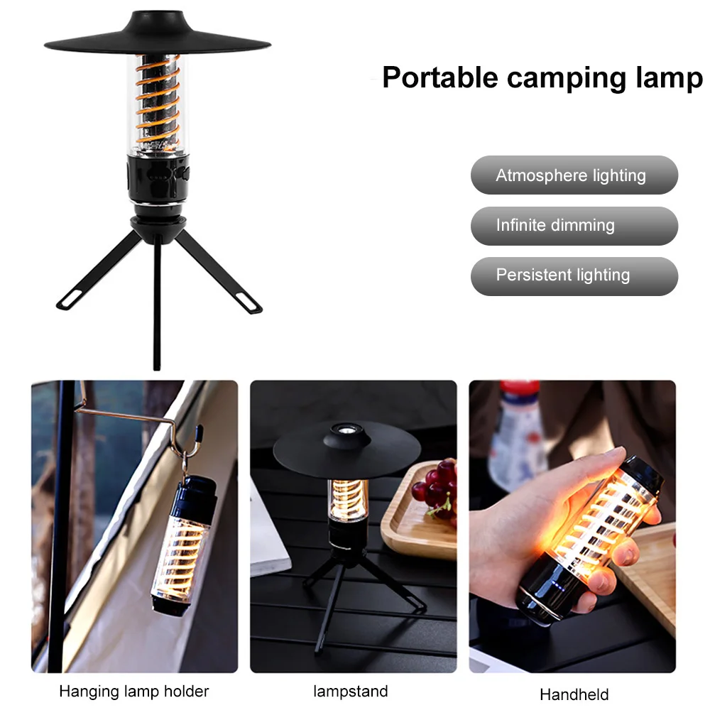 Portable Camping Flashlight USB Charging Tent Light Travel Lantern Outdoor Work - £16.05 GBP+