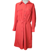 Red Button Up Blouson Dress Size 12 - £19.89 GBP