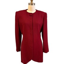 Vintage 80s Christian Dior Wool Tunic Blazer Burgundy Wine Sz 6 Fits M - $246.51