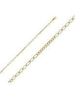 REAL 14k Yellow Gold 2.6mm Pave 10+7 Figaro Chain Necklace 16&quot; 18&quot; 20&quot; 2... - $515.00+