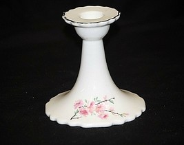 Classic Style Porcelain Candleholder w Pink Cherry Blossoms &amp; Gold Trim ... - $19.79