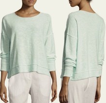 Eileen Fisher Organic Linen Blend Long Sleeve Top Sweater Mint Green Siz... - $24.74