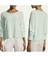 Eileen Fisher Organic Linen Blend Long Sleeve Top Sweater Mint Green Siz... - $24.74