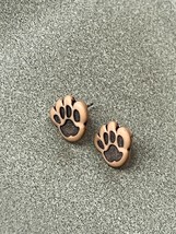 Tiny Brown &amp; Black Puppy Dog Animal Print Plastic Post Earrings for Pierced Ears - £6.71 GBP