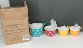 Creative Co-Op 4pc Measuring Cup Set Poka Dot Pattern Ceramic New In Open Box - £23.73 GBP