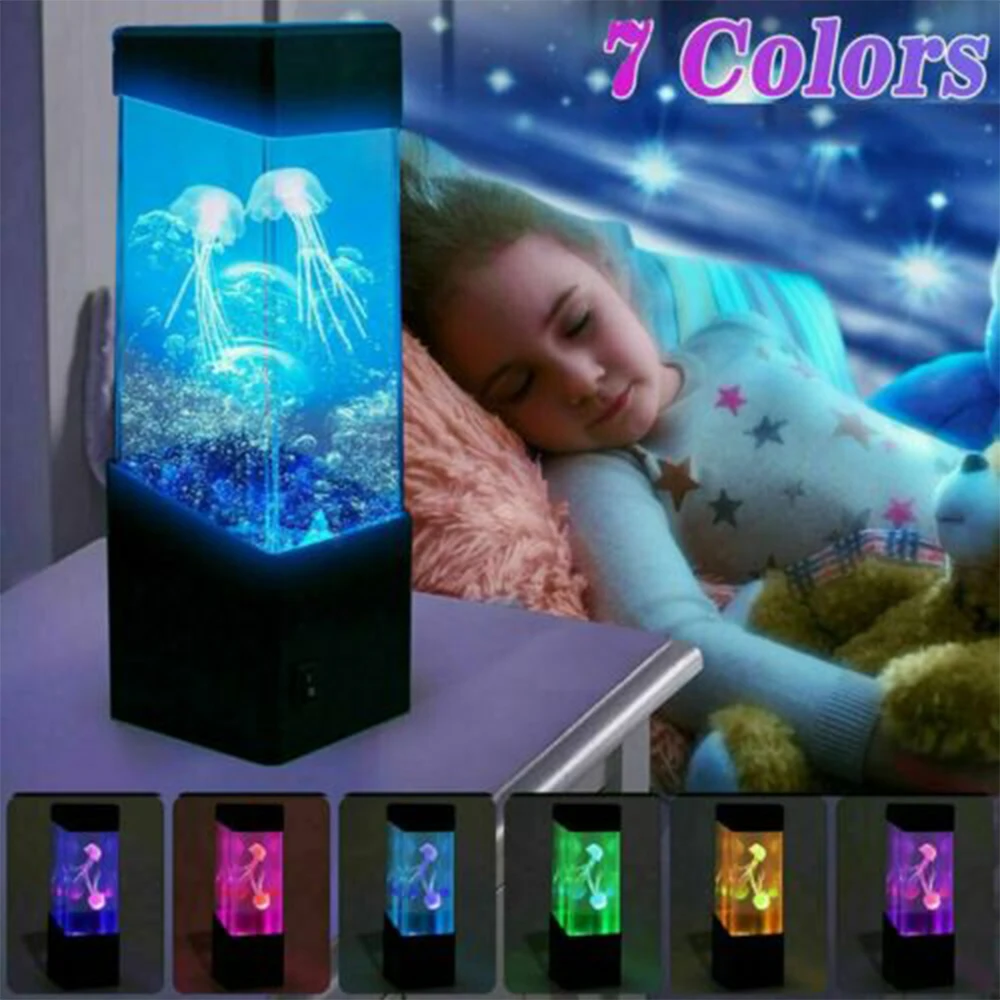 LED Jellyfish Light Lava Lamp Aquarium Led Multicolor Lighting Mood Night Light - £17.44 GBP