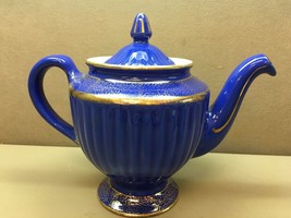 Vintage Cobalt Blue with Gold Decoration Hall Teapot Ceramic 6 Cup Made in USA - £38.69 GBP