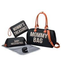 Anymom Mommy Diaper Bag Black Handbag 5 pcs Set with Portable Changing P... - $115.00