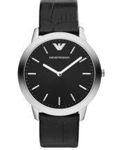 NWT Emporio Armani Men&#39;s Black Genuine Leather Watch AR1741 - £138.09 GBP