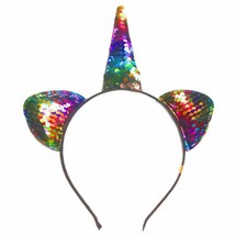 Fancy Sexy Cat Ear Sequin Unicorn Headband Hair Band Halloween - Multicolour - £3.48 GBP