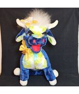 Vintage Rushton Plush Cow Blue Tie Dye Wire Legs Carnival Cowbell Clown ... - $82.54
