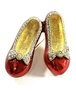 Vintage Ruby Slippers Red Enamel Rhinestone Accents Bow Red Shoes Pin Br... - €12,98 EUR