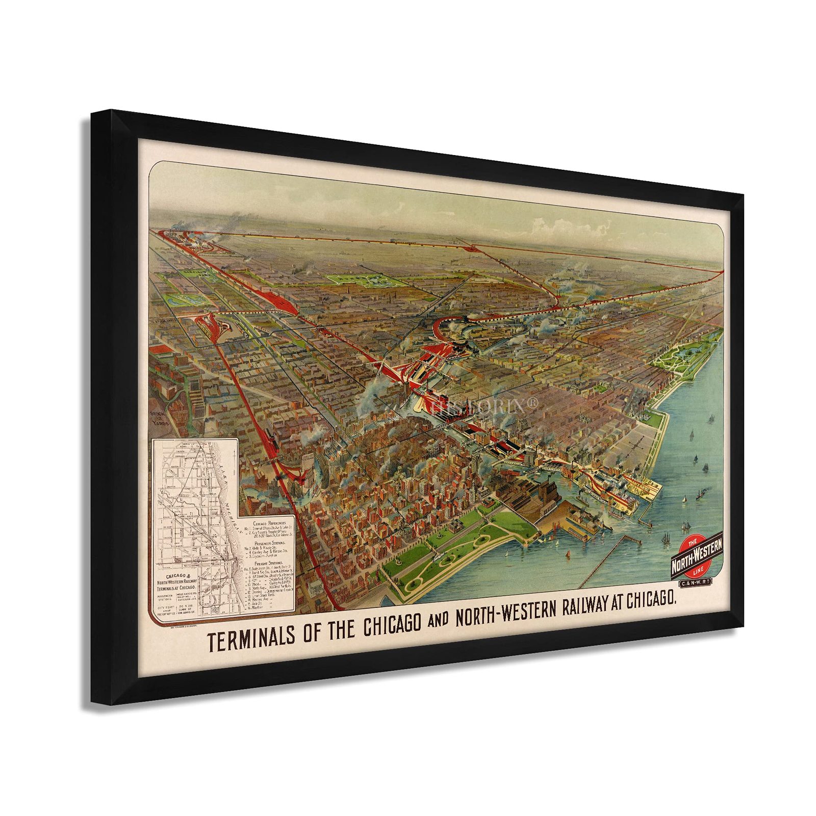 HISTORIX Vintage 1902 Chicago Map Art - 17x25 Inch Black Framed Vintage ... - $275.99+