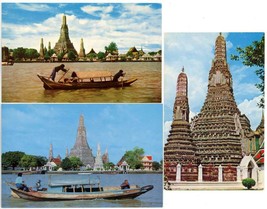 3 Color Postcards Thailand Wat Arun Buddhist Temple of Dawn Bangkok Unpo... - $5.00