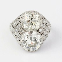 Vintage Art Deco 7.00ct 2-Stone Simulated Diamond Antique Engagement Ring Silver - £75.56 GBP
