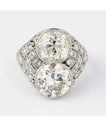 Vintage Art Deco 7.00ct 2-Stone Simulated Diamond Antique Engagement Rin... - £75.72 GBP