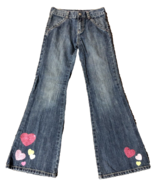 Gymboree Jeans Girls 10 Slim Used Flare Hearts - $9.90