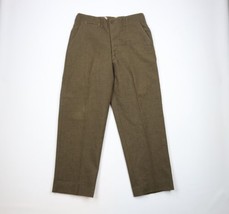 Vtg 50s Korean War Mens 36x31 Wool Serge OD 33 18 oz Field Pants Trousers USA - £85.62 GBP