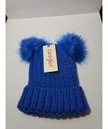 Childrens Cat &amp; Jack Knit Cap Ages 3+ Blue With 2 Ear Poms Made For Play... - $9.49