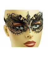 Laser Cut Metal Filigree Lady Masquerade Mask Sparkling Clear Crystals 4 Colors - $16.50