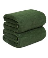 Plush Velour Hunter Green Oversized Bath Towel Set of 2 NEW 56 inch by 2... - $24.15