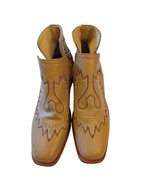 Men&#39;s Western-Style Botines Charros  Size 9 Tan Leather Embroidered Ankl... - $47.06 CAD