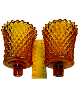 Vintage Pair of Home Interior Diamond Amber Harvest Gold Peg Votives - $12.00