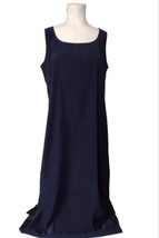 Jessica Howard Faux Suede Sheath Maxi Dress Size 12 Side Slits Blue Sleeveless  - £15.02 GBP