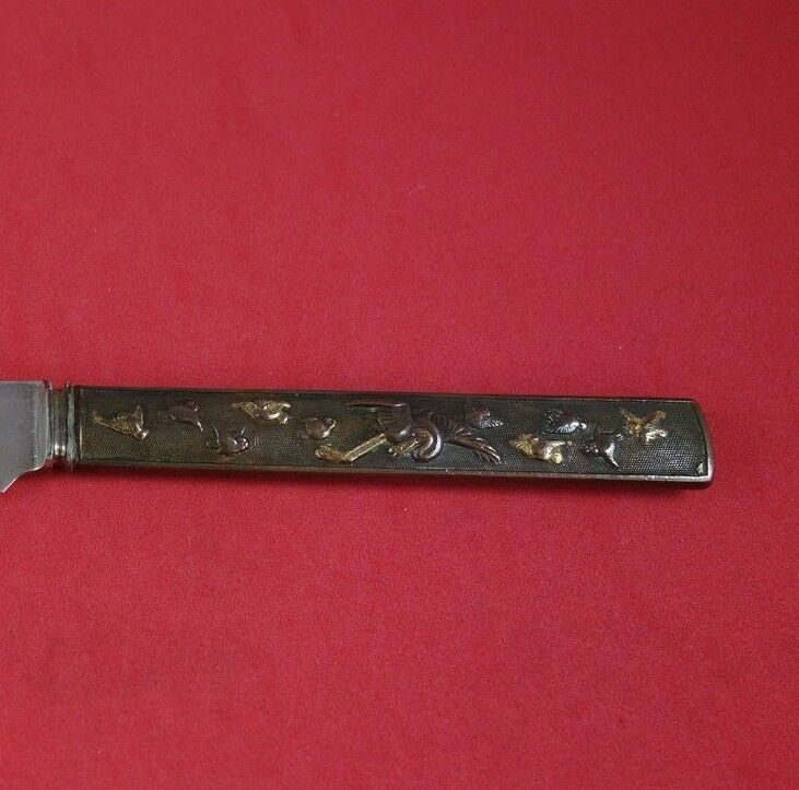 Kozuka by Unknown Bronze Handle Regular Knife with SP Blunt Blade and Birds 9" Item image 2