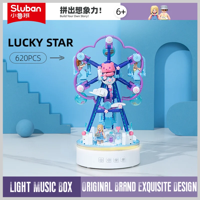 Sluban Building Block Toys Girls Dream B1170 Happy Star Music Box 620PCS Bricks - £68.30 GBP