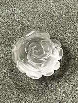 Nicely Carved Small White Translucent Rose Flower Stone Pendant or Other... - $19.42